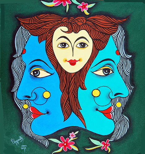 Three Faces Of Smiling Painting