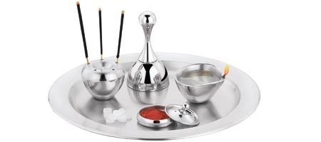 Pooja Thali - Premium Quality Metal, 12 inches Round Design , Durable and Elegant for Ritual Offerings