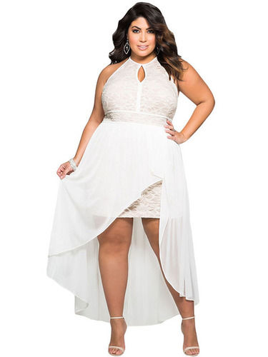 Summer Fashion Sleeveless White Plus Size Dress