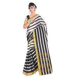 Ladies Black And White Saree