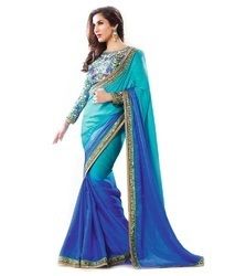 Ladies Blue Padding Saree