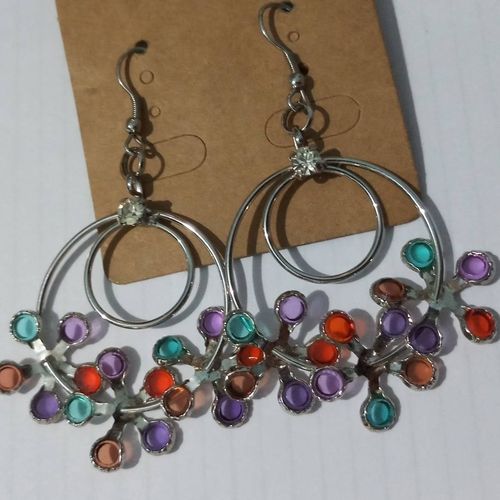 Floral Glass Steel Women Earrings