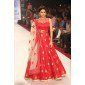 Red Semi Stitched Bhagalpuri Anarkali Suit