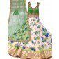 Trishulom Womens Green Satin Silk Long Anarkali Suit 