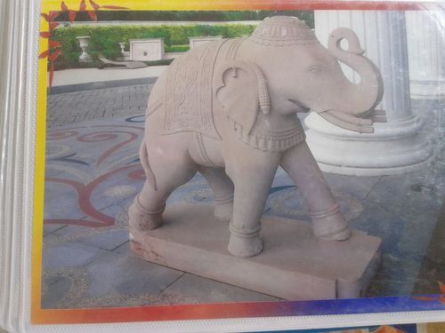 White Handcrafted Standstone Elephant Statues