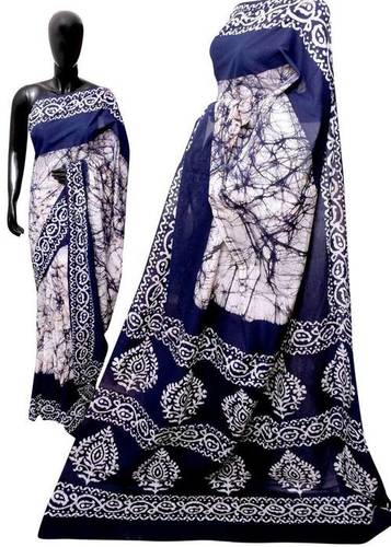 Indigo Batik Hand Block Print Sarees