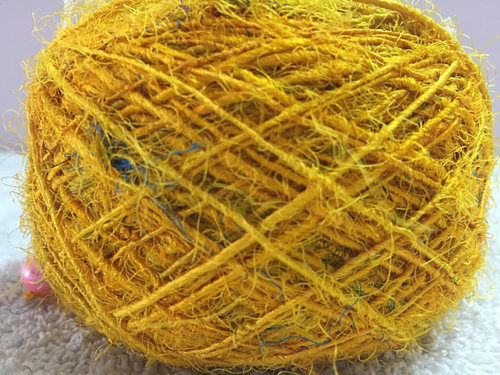 Recycled Sari Silk Yarn - Yellow (100 Grams)