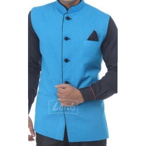 Firoza Blue Mens Nehru Jackets