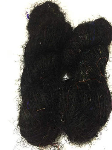Recycled Sari Silk Yarn - Dull Black (100 Grams)