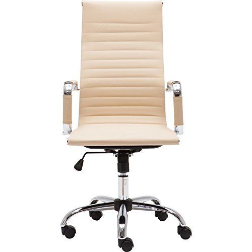 PU Leather High Back Cream Colour Office Chair With Swivel