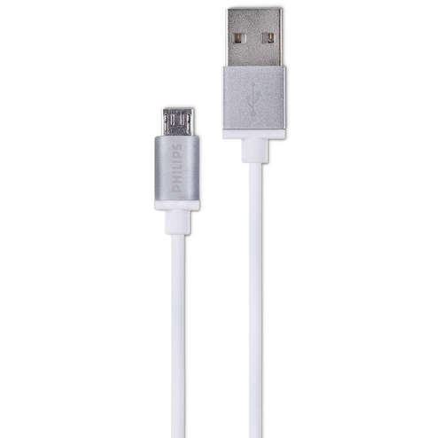 Fast Charging And Data Transfer Usb Cable 1.2 Mtr (White) (Philips Dlc2518m)