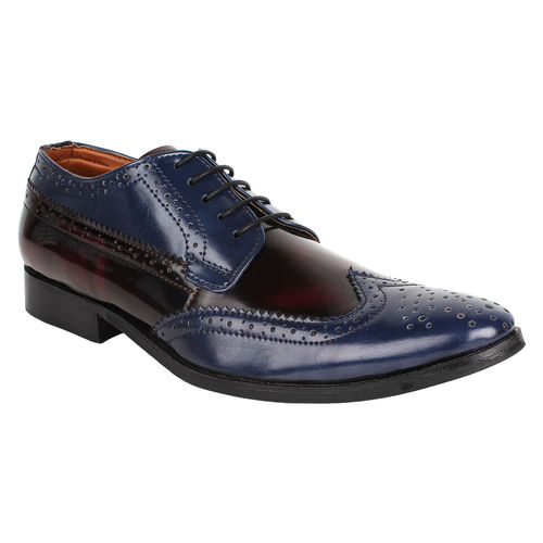 Handmade Brogue Shoes - Blue/maroon