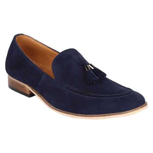 Handmade Tasselled Leather Loafer - Blue