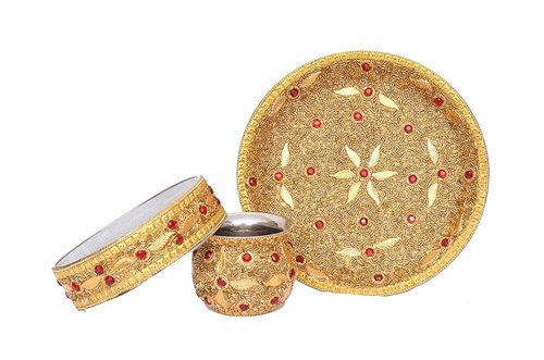 Yellow Indian Craftio Best Decorative Karwa Thali Set