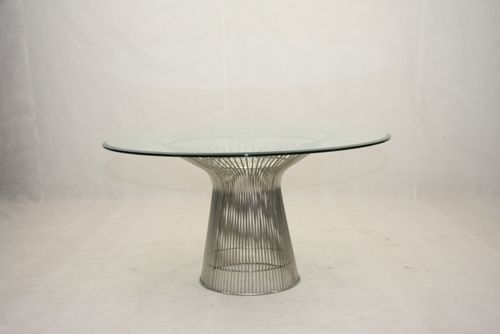 Green Dining Table With Stainless Steel Base