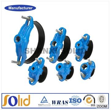 Blue Ductile Iron Universal Tapping Saddle With Thread Outlet