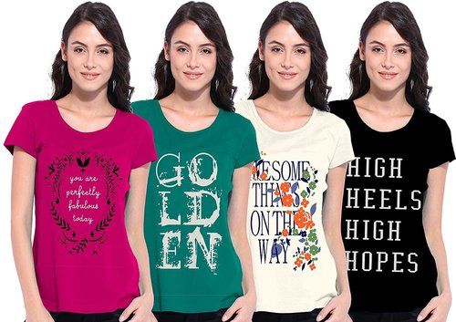 Round Neck Ladies Half Sleeve T-Shirt