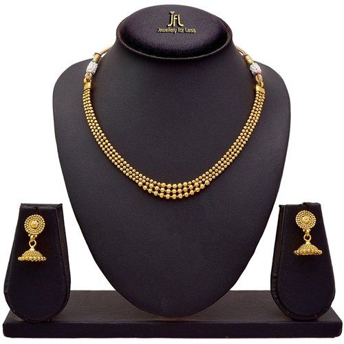 Gold necklace with jhumka on sale set