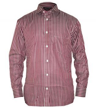 Washable Groviano Men Striped Formal Maroon Shirt