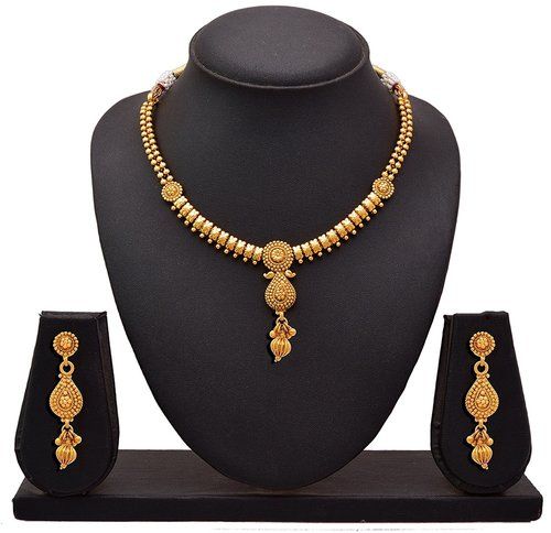 One Gram Gold Plated Necklace Set With Earring For Women