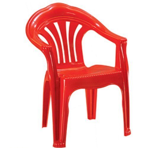 Red Plastic Medium Back Chair With Arm Rest