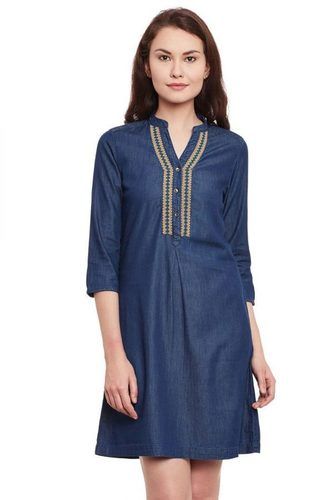 Dark Blue Denim Tunic Kurti Size: Small