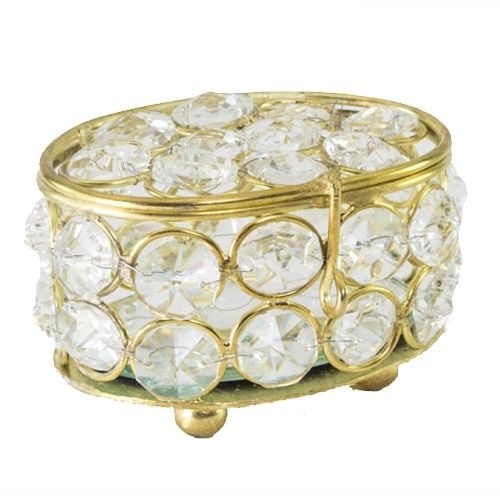 Oval Crystal Gold Jewelry Box Gold