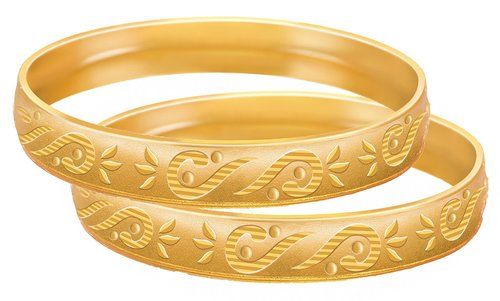 Ethnic One Gram Matt Gold Plated Designer Bangle Set For Women & Girls