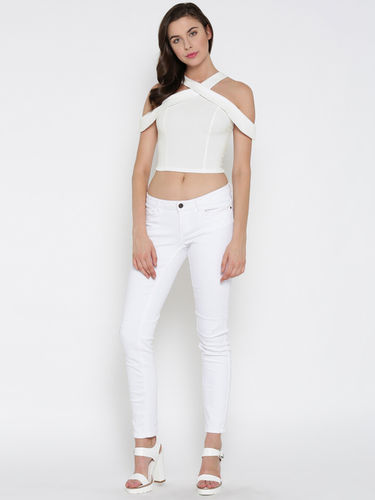 White Ladies Stripped Top