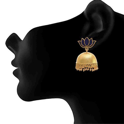 One Gram Gold Plated Meenakari Lotus Designer Jhumki Earring for Girls and Women