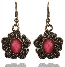 Zephyrr Hook Earrings Casual Wear Flower With Pink Stones