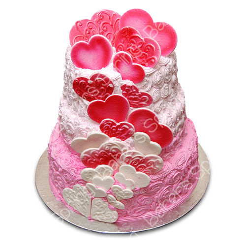 3 Tier Wedding Hearts Cake