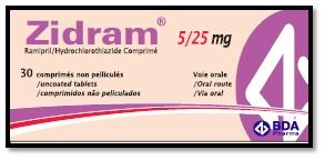 जिदराम (रामिप्रिल और हाइड्रोक्लोरोथियाज़ाइड) 5/25mg