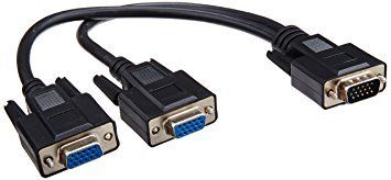 Black 2 Monitors To 1 Pc Vga Y Splitter Cable Adapter