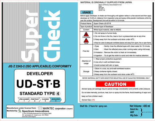 Super Check Dye Penetrant Chemical Application: Industrial