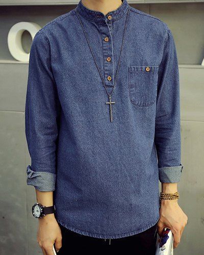 Buy VOXATI Light Blue Regular Fit Shirt Collar Denim Jacket for Men's  Online @ Tata CLiQ