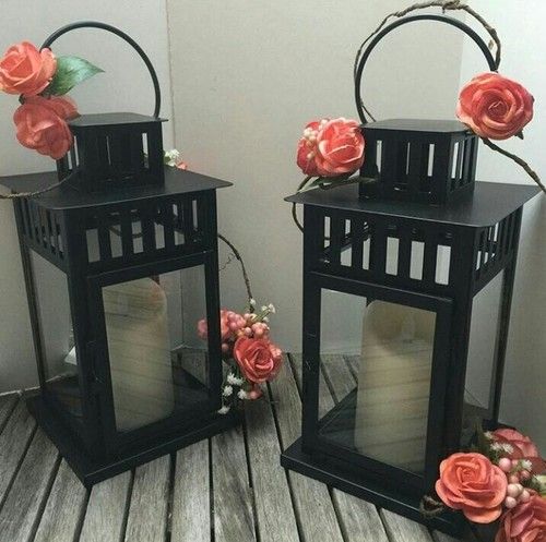 Decorative Iron Lanterns In Black Finish