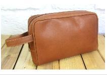 Tan Leather Wash Bag 