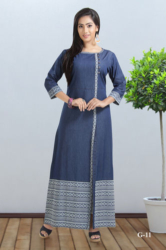 V Designs Cotton Denim Kurtis