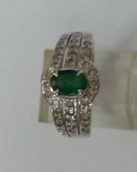 Emerald Diamond Stering Silver Ring Gender: Women