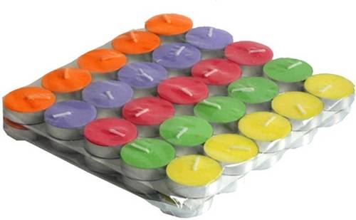 Skycandle Multicolour Lac Tea Light Candles (50 Pieces)