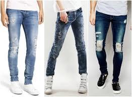 Blue Shredded Mens Casual Jeans