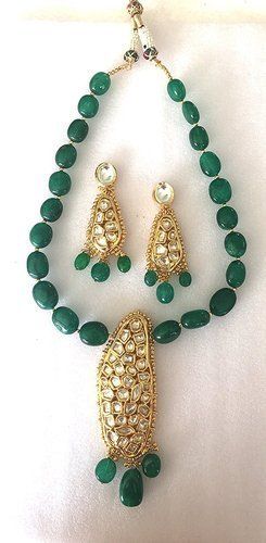 Kundan Beaded Earrings and Necklace Set