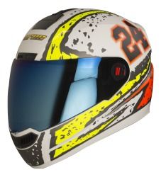 Steelbird Air Rage Glossy White With Yellow & Red Helmet