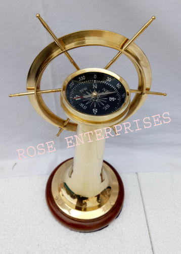 Nautical Brass Metal Floor Stand Compass