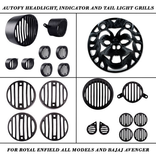 Autofy Headlight Indicator And Tail Light Metal And Plastic Grills