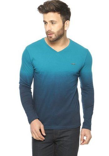 Navy With Turquoise Two Toned Men V Neck Hs Tie Dye T Shirts