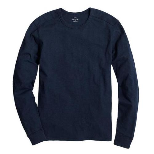 Long Sleeve Textured Cotton T-Shirt