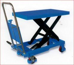 Hand Operated Hydraulic Scissor Platform - Stainless Steel, 10-15 Meters Working Height, Load Capacity 50-100 Kg, Blue Finish