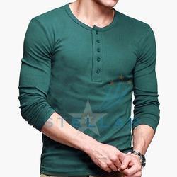 Henley Neck Full Sleeve Mens T-shirt